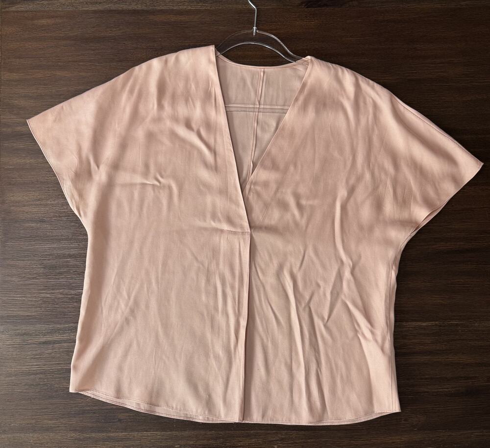 Vince Blouse Womens Medium Blush Pink Silk Rayon V Neck Dolman Relaxed Top